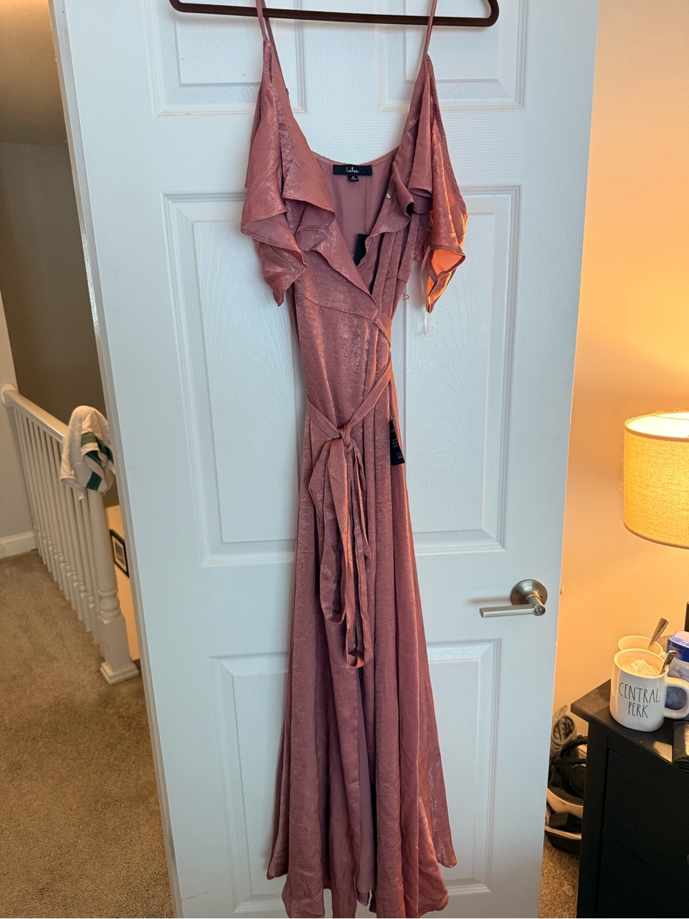 Lulu's Rose Mauve Ruffle Wrap Maxi Dress